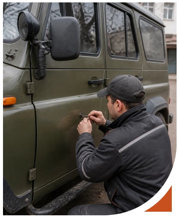 Профессиональное вскрытие автомобиля УАЗ без повреждений в Петергофе
